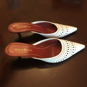 Cole Haan White Leather Mules